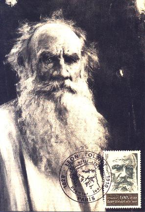 Exemple de carte-maximum : portrait de L�on Tolstoi (32 k)