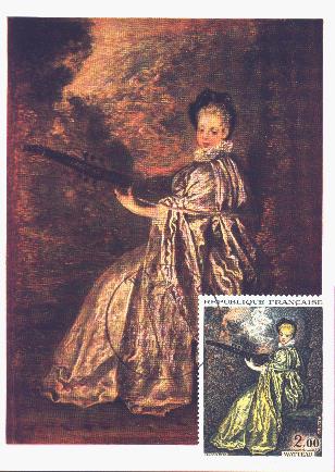 Exemple de carte-maximum : � la Finette �, tableau de Watteau (41 k)