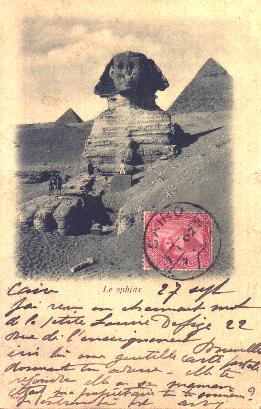 Carte-maximum - TCV : le Sphinx et les pyramides d'Egypte, cot� vue de la carte (28 k)