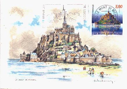 Exemple de carte-maximum : le Mont St Michel - Manche - Basse-Normandie - France (29 k)